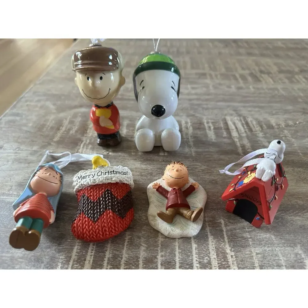 Lot 6 Hallmark Peanuts Worldwide Ornaments Snoopy Linus Etc